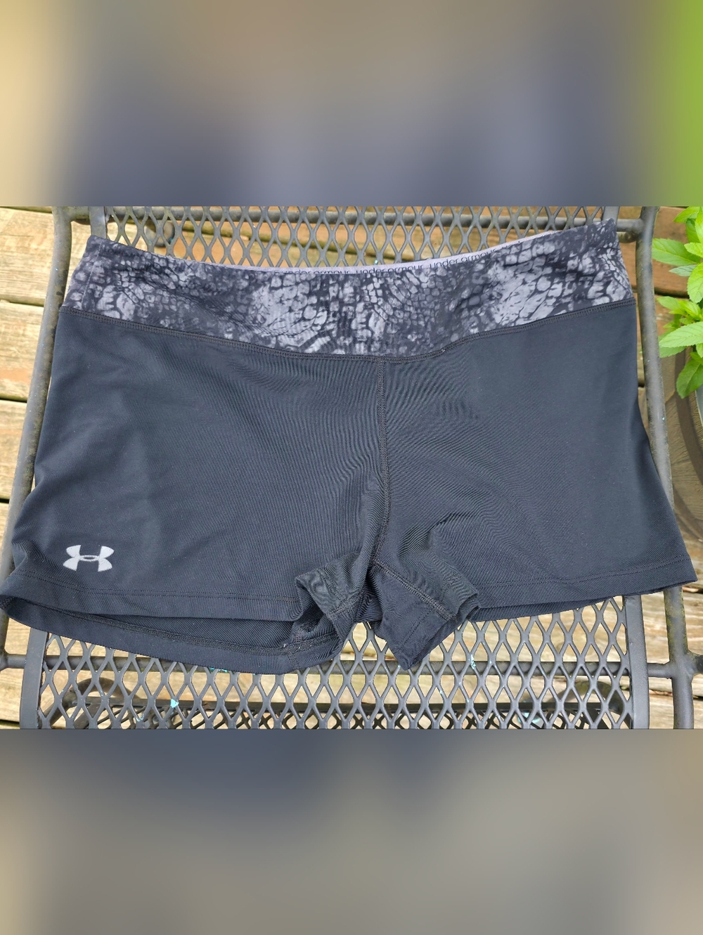 Under Armour Black Performance Shorts with Marbled Grey Waistband